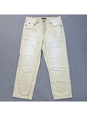 Tru Luxe Denim Capris Womens Size 14 Beige Embellished Studded Back Pockets